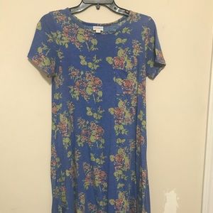 LulaRoe XXS Carly Blue with Pink Flowers